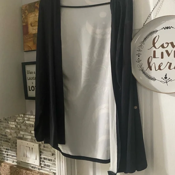 Black Long Sleeve cardigan with Gold Sun and Moon Design - Picture 4 of 4